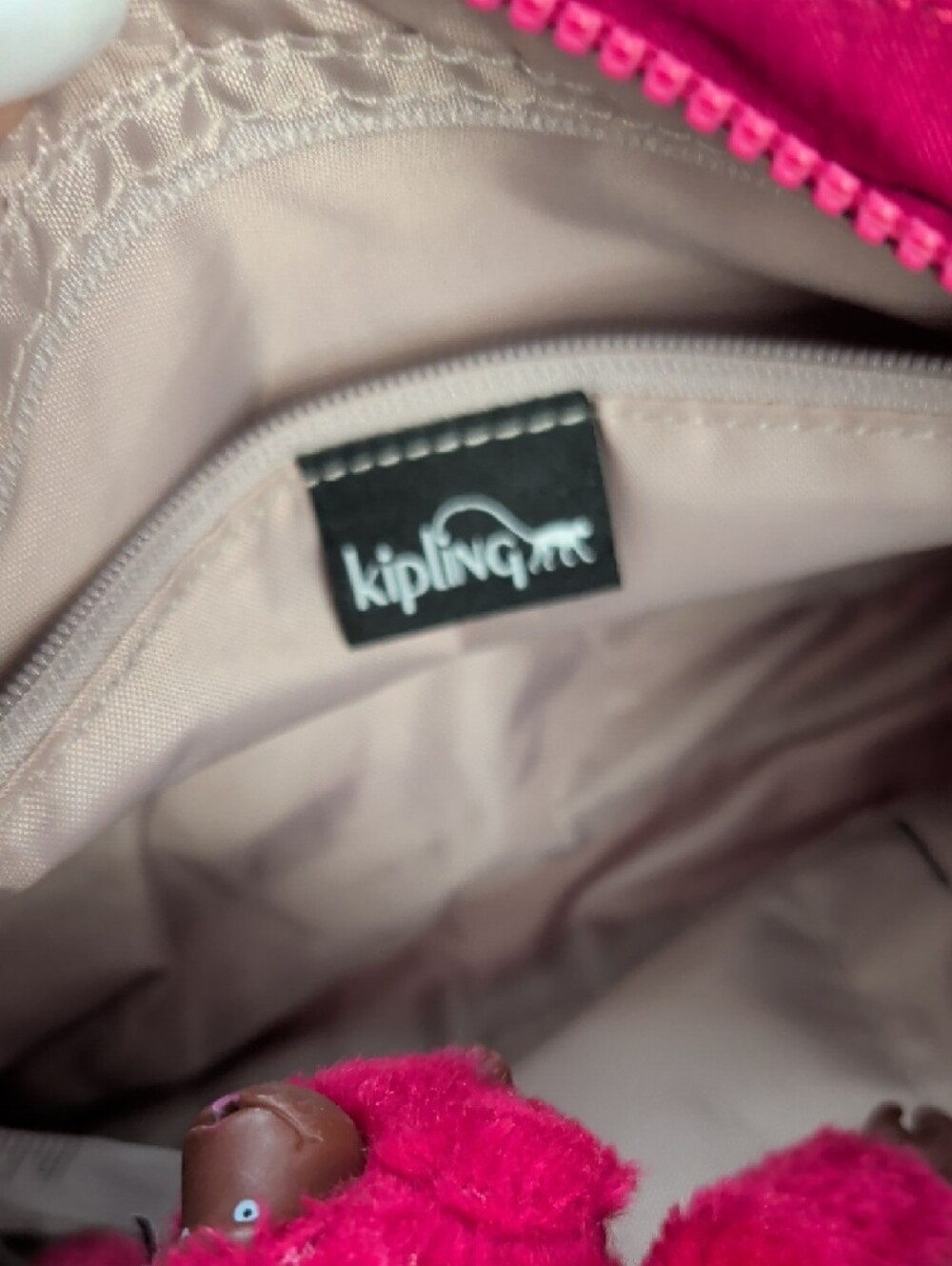 Kipling Bright Fuchsia Crossbody Bag with Monkey Key Charm - Picture 3 of 3